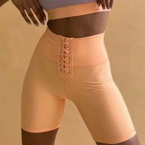 NWT WeWoreWhat Lace-Up Biker Short Peach Cobbler Size XS NEW $68